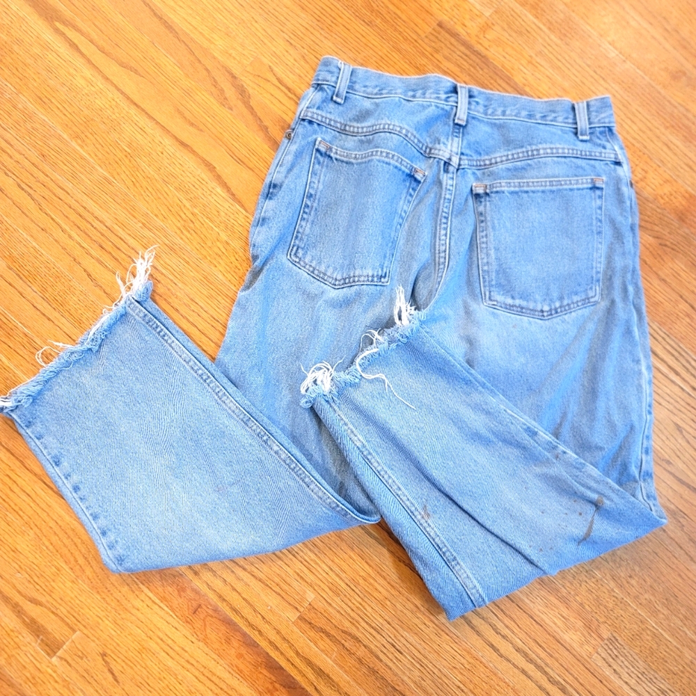 L.L. Bean Jeans Original Relaxed Fit 24 In Inseam Raw Hem Faded